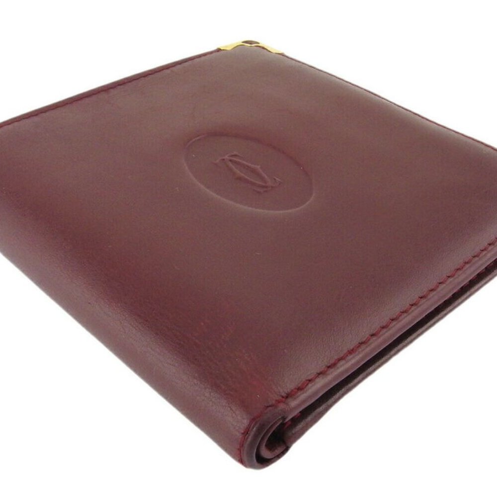 Cartier Two Folded Purse Mastline Bordeaux Leather Authentic USED - Picture 4 of 8